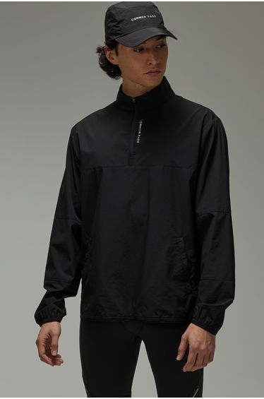 Common Pace Running Shower Resist 1/4 Zip Windbreaker - black