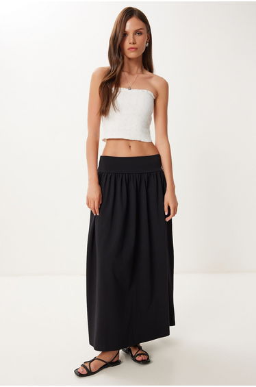 Women's Black Long Summer Elastic Knitted Skirt