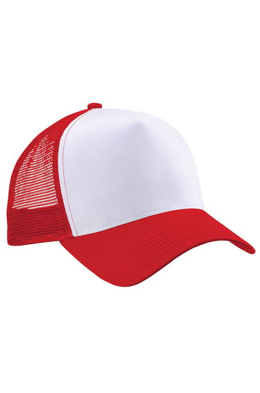 Beechfield Mens Half Mesh Trucker Cap / Headwear (Pack of 2) - Classic Red/White