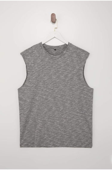 Anthracite Oversized / Wide Cut Flared Single Jersey Undershirt