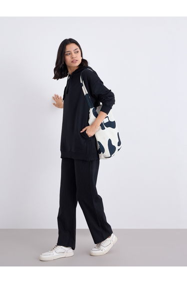 Oversized Longline Hoodie with Dropped Shoulder