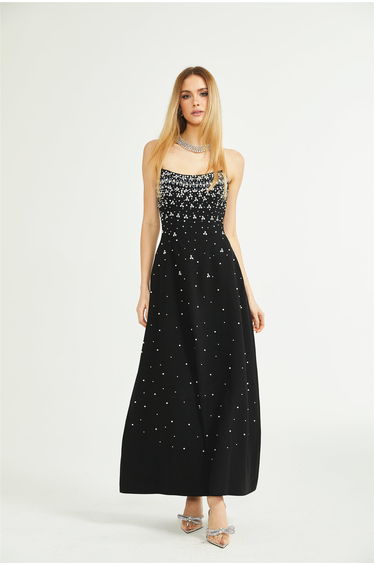 Melisande black embellished maxi dress