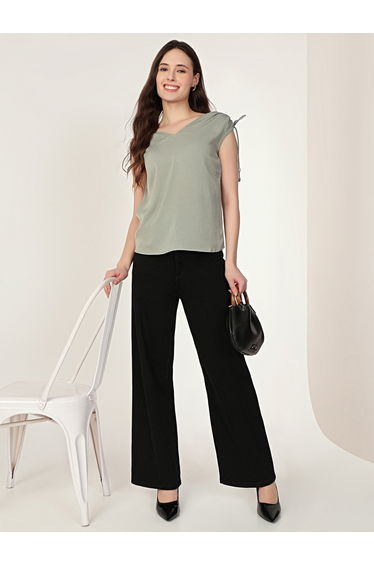 Green Tie-Up Details Sleeveless Top