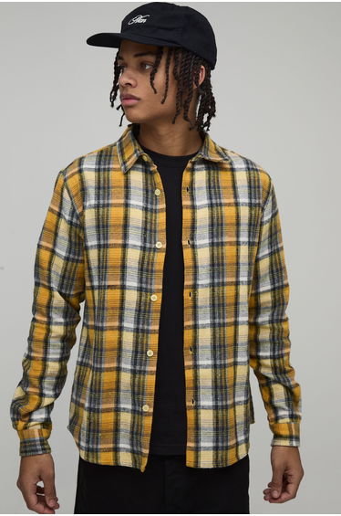 Regular Fit Brushed Check Shirt - yellow