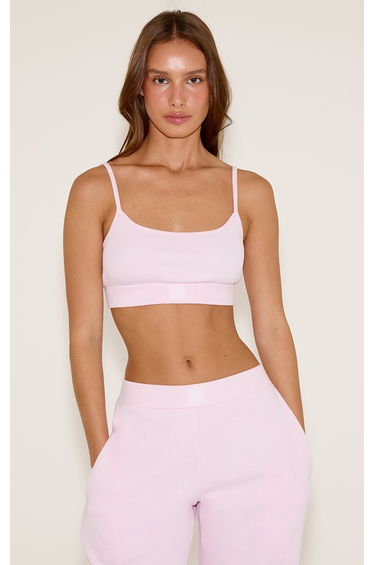 PrettyLittleThing Pink Sleep Rib Tonal Elastic Bralet
