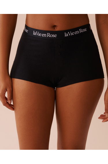 Cotton and Logo Elastic Band High Waist Boyleg Panty