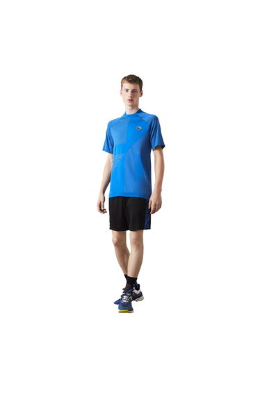 Lacoste Mens Geometric Pattern Ultra Dry Polo Shirt - Blue