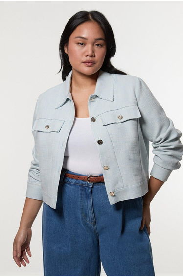 Plus Size Spring Tweed Tailored Jacket