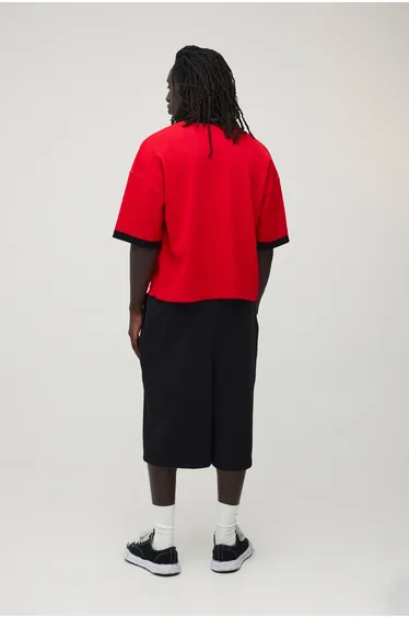 تيشيرت بوهو مان متعدد الالوان بطبعة مخططة بأكمام متوسطة الطول