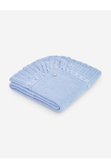 Paz Rodriguez Baby Boys Cotton Knit Shawl in Blue (100cm)