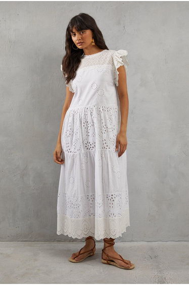Broderie Mix Tiered Dress