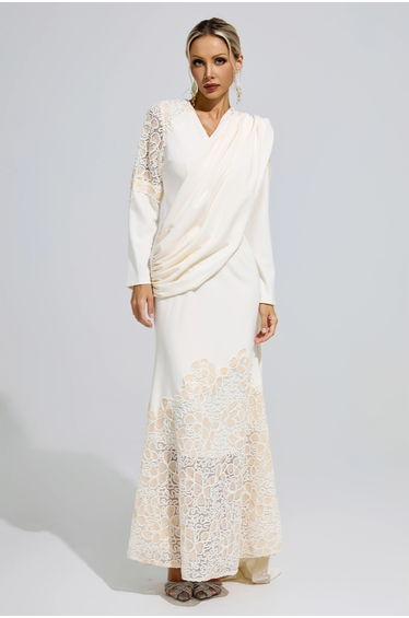 Akhmatova Apricot Lace Maxi Dress