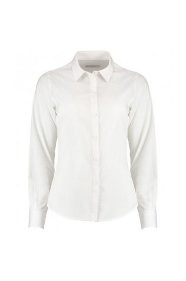 Kustom Kit Womens/Ladies Long Sleeve Tailored Poplin Shirt - White