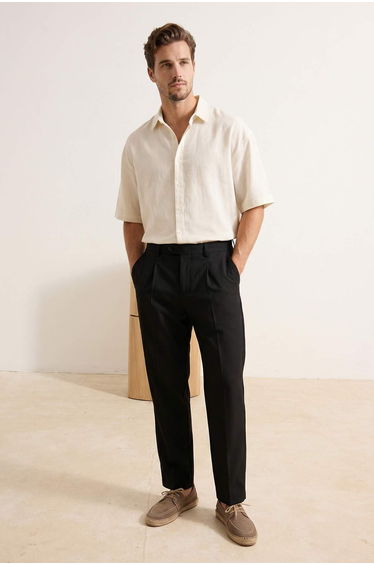 Black Wide Leg Men's Trousers
