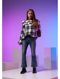 Belle Check Ruffle Yolk Blouse