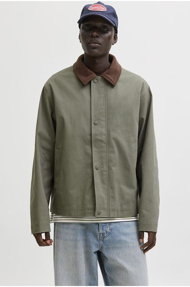 Worker Jacket with Velour Collar