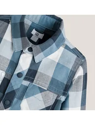 Checked Print Cotton Shirt with Long Sleeves - 2