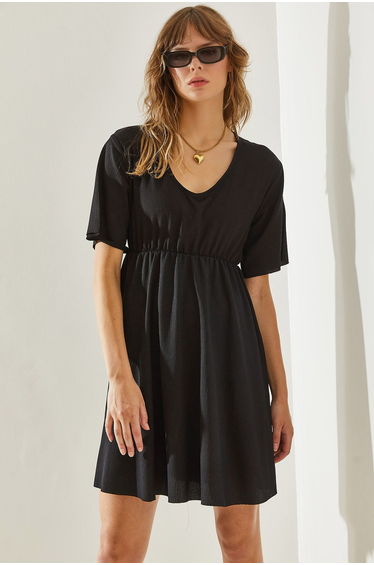 Women's Elastic Waist Wrapped V-Neck Dress