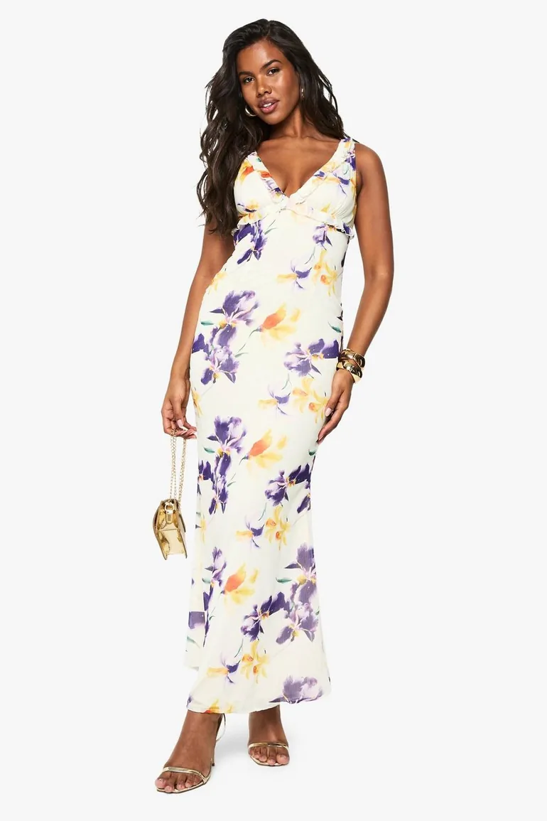 sachin and babi light blue dress boohoo Plus Chiffon Floral Maxi Dress