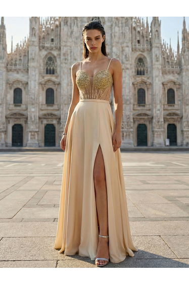 Leely Women's Elegant Spaghetti Straps Sleeveless Prom Dress