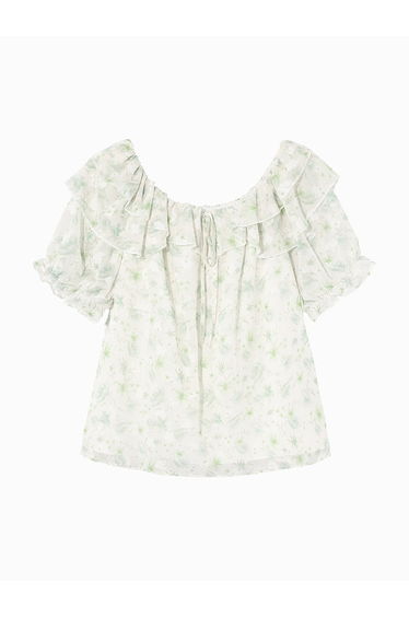 Women's Printed Blouse With Ruffles