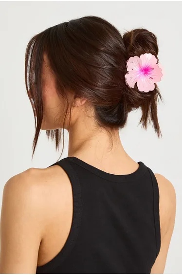 Hibiscus Flower Claw Clip - pink