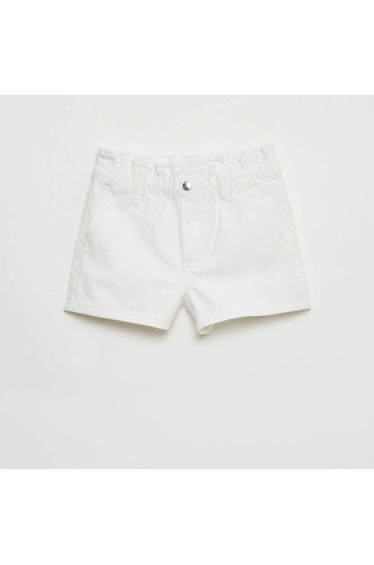 Paper Bag Denim Shorts WHITE