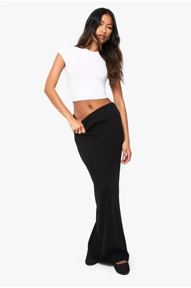BOOHOO BASICS RIB MAXI SKIRT - black