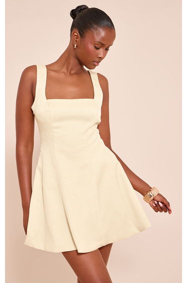 Lemon Woven Scoop Neck Sleeveless Shift Dress