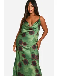 Plus Floral Cowl Neck Midaxi Dress - 3