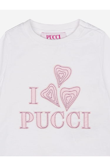 PUCCI Baby Girls Long Sleeve Logo T-Shirt in White