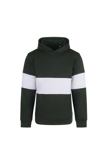 Front Row Mens Heavyweight Panelled Hoodie - Bottle/White