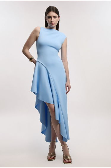 Scuba Drama Ruffle Hem Woven Maxi Dress