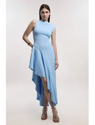 Scuba Drama Ruffle Hem Woven Maxi Dress