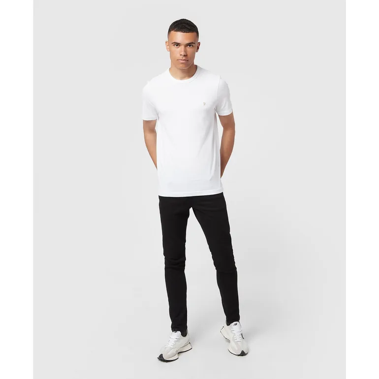 Men's Farah Danny Slim Fit Organic Cotton T-Shirt in White - 4