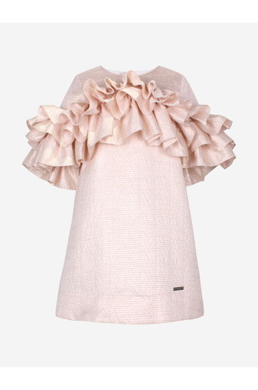 Girls Flutterby A-Line Ruffle Dress in Pink