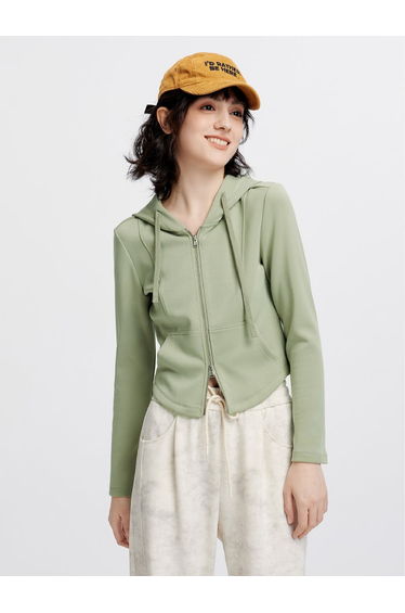 Women's Fitted Zip Up Hoodie with Drawstring Hood