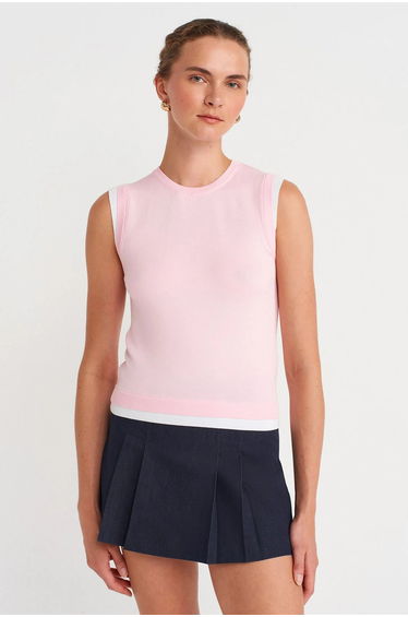 Dilvin Sleeveless Ribbed Knit Shell Top