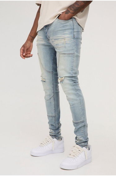 Tall Overdye Skinny Distressed Carpenter Jeans