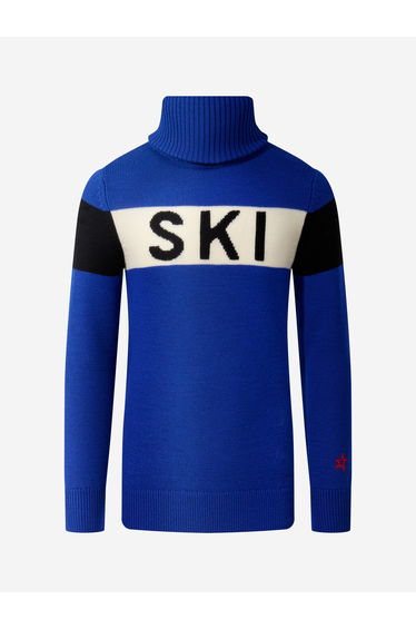 Perfect Moment Kids Ski Merino Wool Turtleneck Jumper in Blue