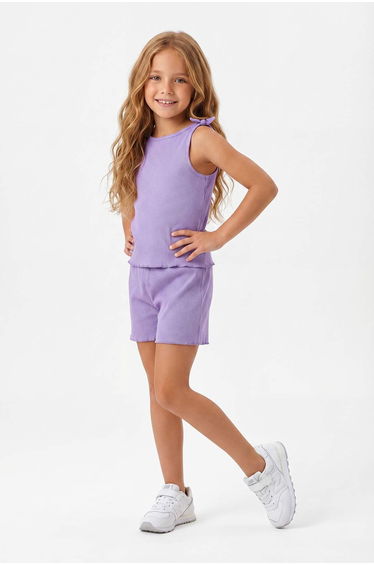 Purple Plain Knitted Bottom - Top Set