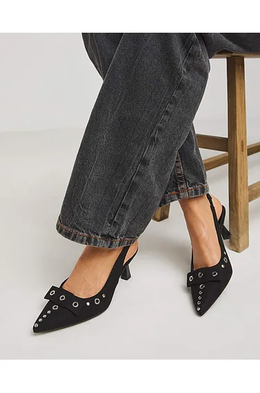 Eyelet Slingback Court Shoe Wide Fit