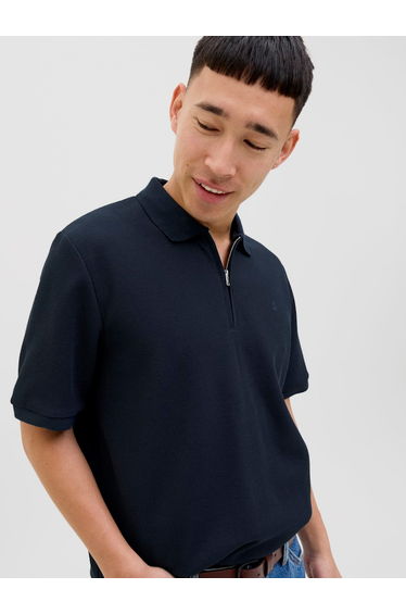 JJEaustiin Textured Knit Half Zip Polo