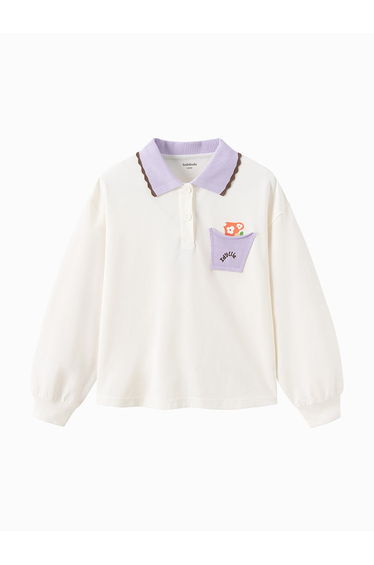 Girls' Polo T-Shirt With Knitted Pocket