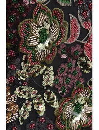 فستان ماكسي شتوي ميش بأكتاف مكشوفة مزين بأحجار بنقشة أزهار - 9