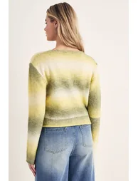Knitted Stripe Ombre Cardigan - 3