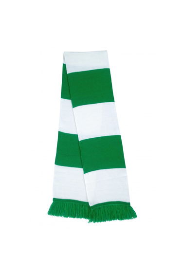 Result Mens Heavy Knit Thermal Winter Scarf - White/Kelly Green