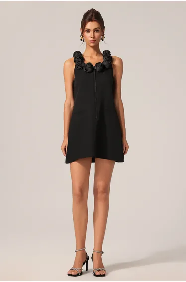 Sophia Round Neck Sleeveless Flowers Mini Dress