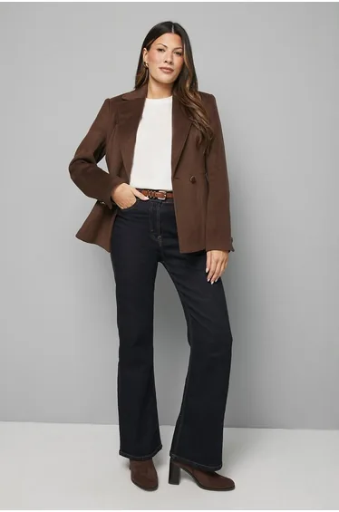 Double Breasted Puff Shoulder Jacket
