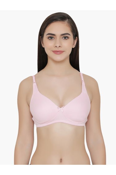 Pink Non-Padded Non-Wired Layered Cups Cotton Rich Bra